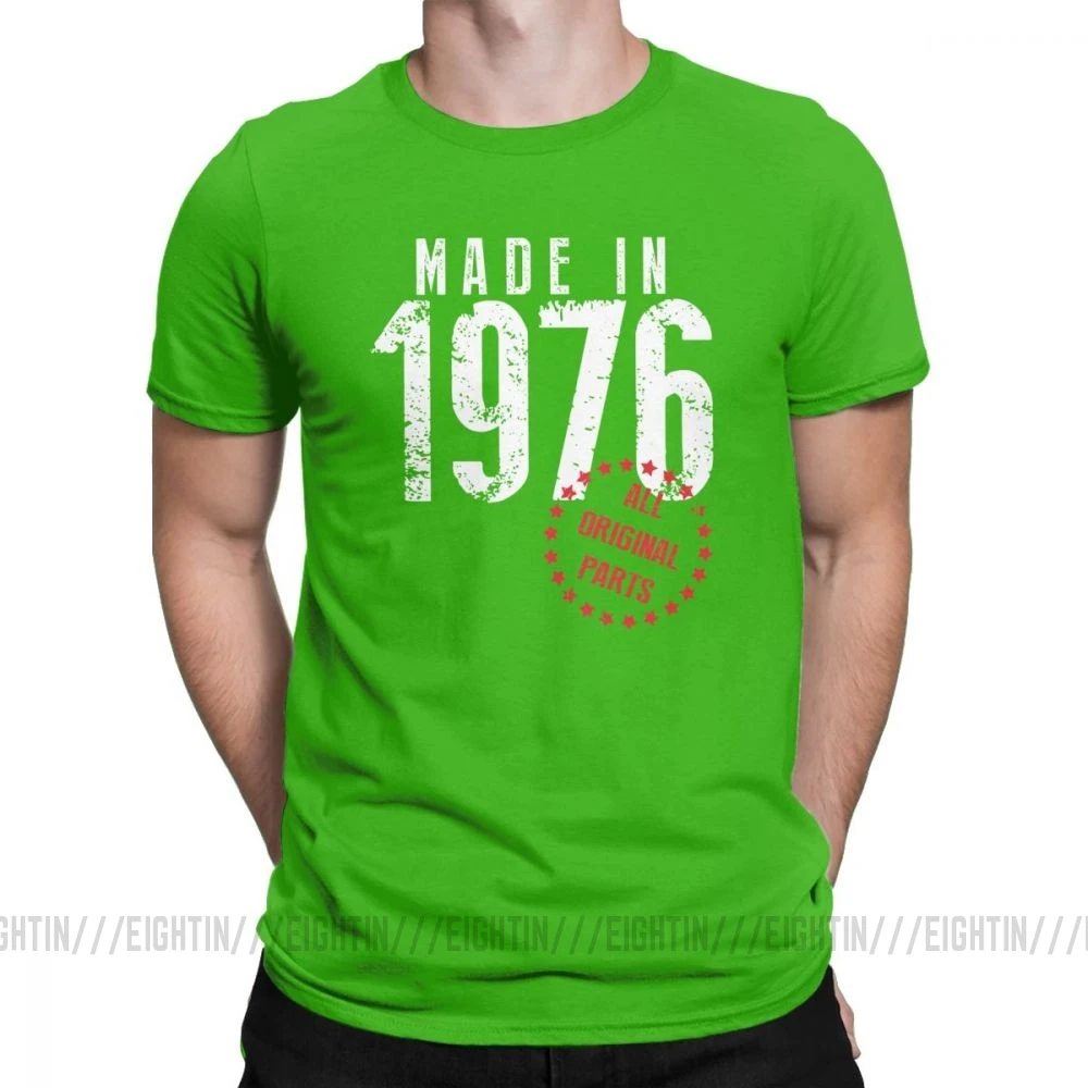 Сделано в 1976, все оригинальные детали, новинка, футболка для дня рождения, мужская одежда с коротким рукавом, обычные футболки, хлопковая Футболка с круглым вырезом - Цвет: Зеленый