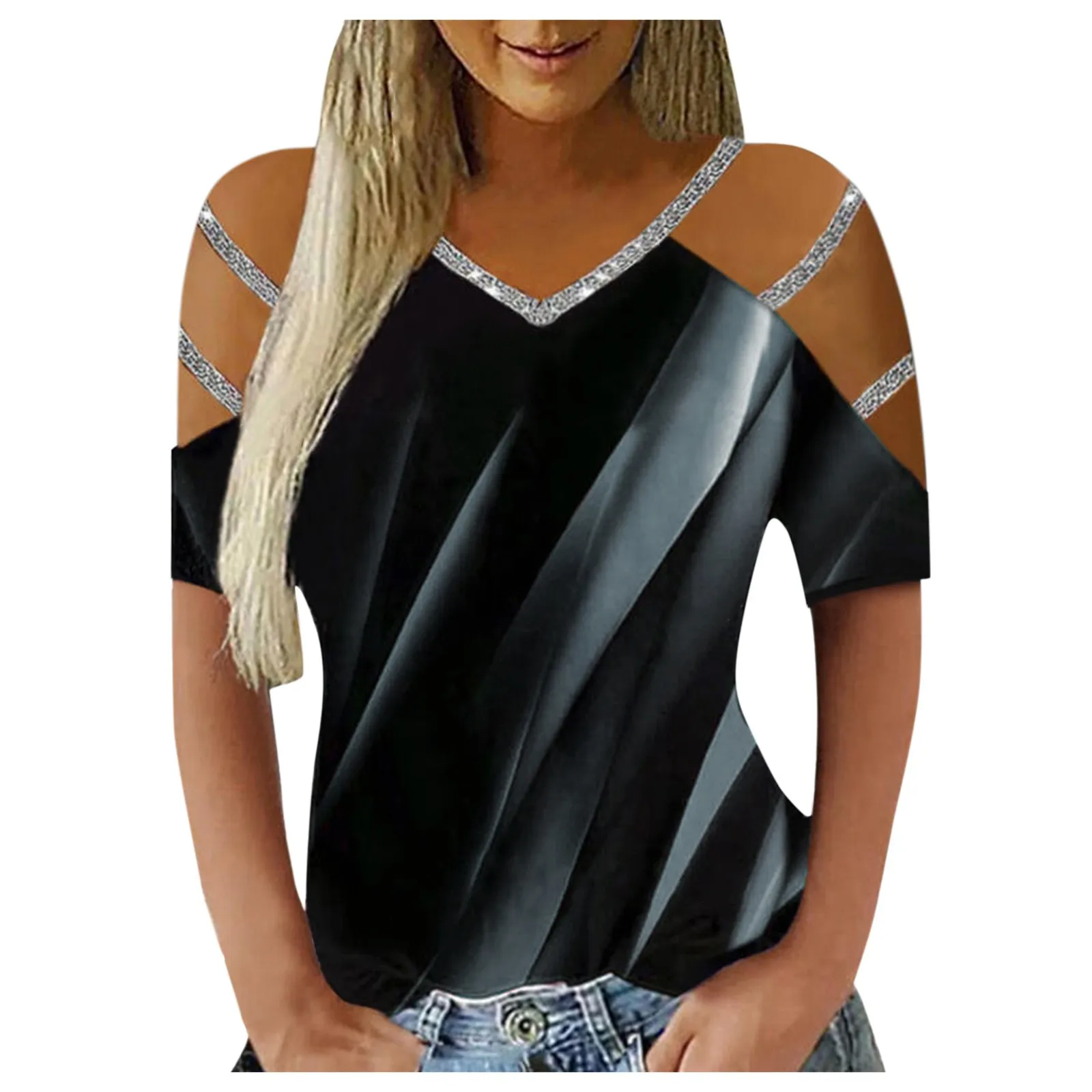 

Women ShirtHollow Round NeckCasualStylish Top Shirts Casual Tops