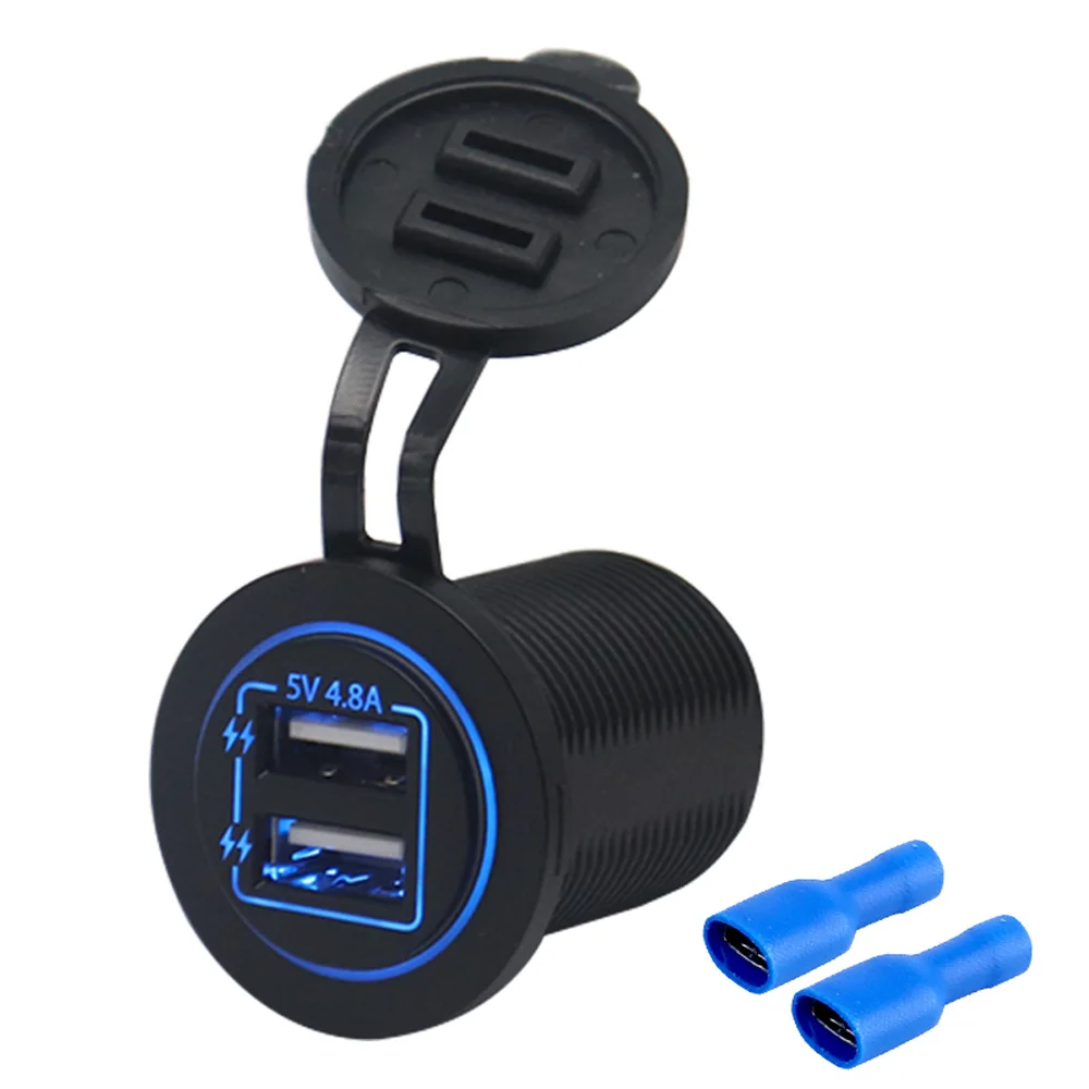 Мотоцикл лодка двойной USB зарядное устройство гнездо адаптер Быстрая зарядка 4.8A