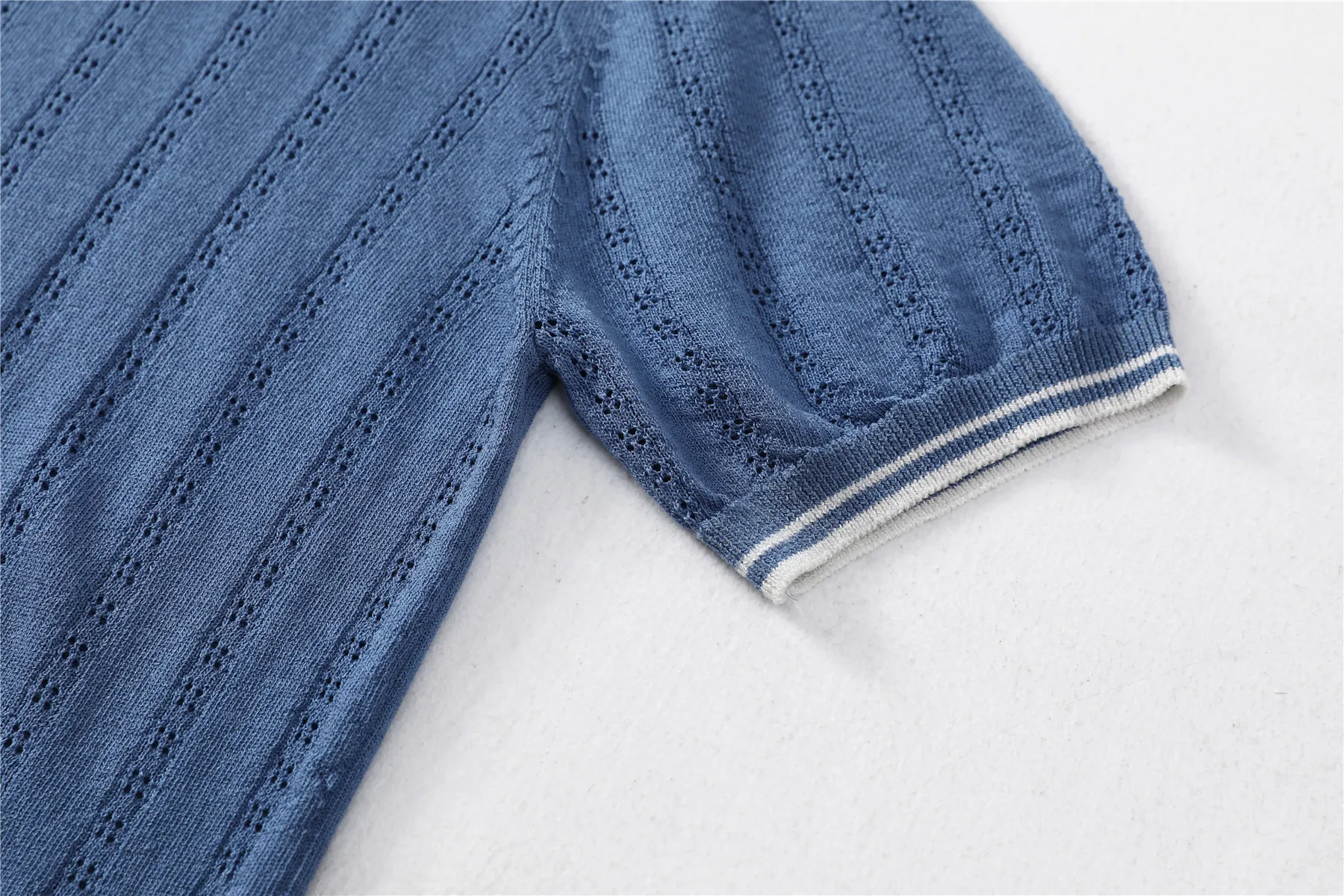 

Fashion Summer Boutique Hollow Knitted Breathable Soft T-shirt Short Sleeve