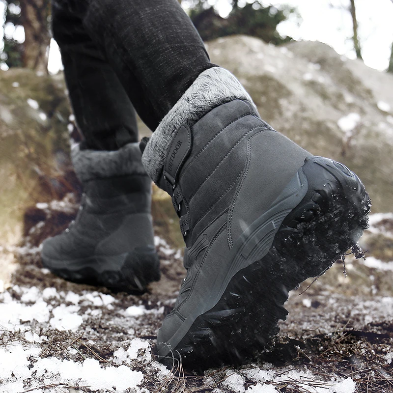 Suede Leather Men's Snow Boots Winter Warm Plush Waterproof Ankle New Arrival Big Size 46 Cotton Shoes | Обувь