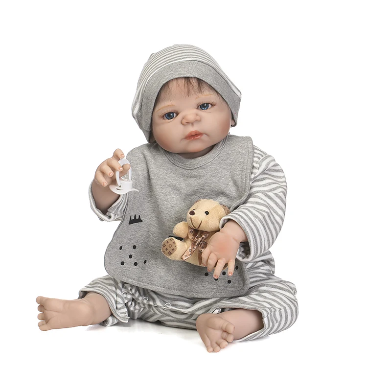 55 см полностью силиконовая кукла Reborn Boy игрушки 22 дюйма реалистичные куклы для