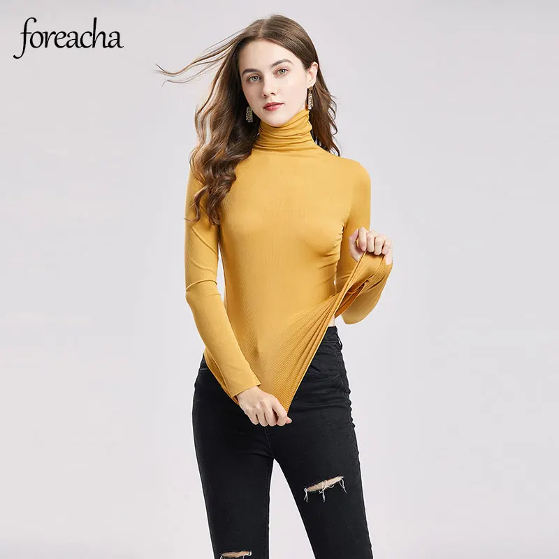 

foreacha new product for fall/winter stretch knit top turtleneck pullover bottoming shirt long-sleeved slim multicolor sweater