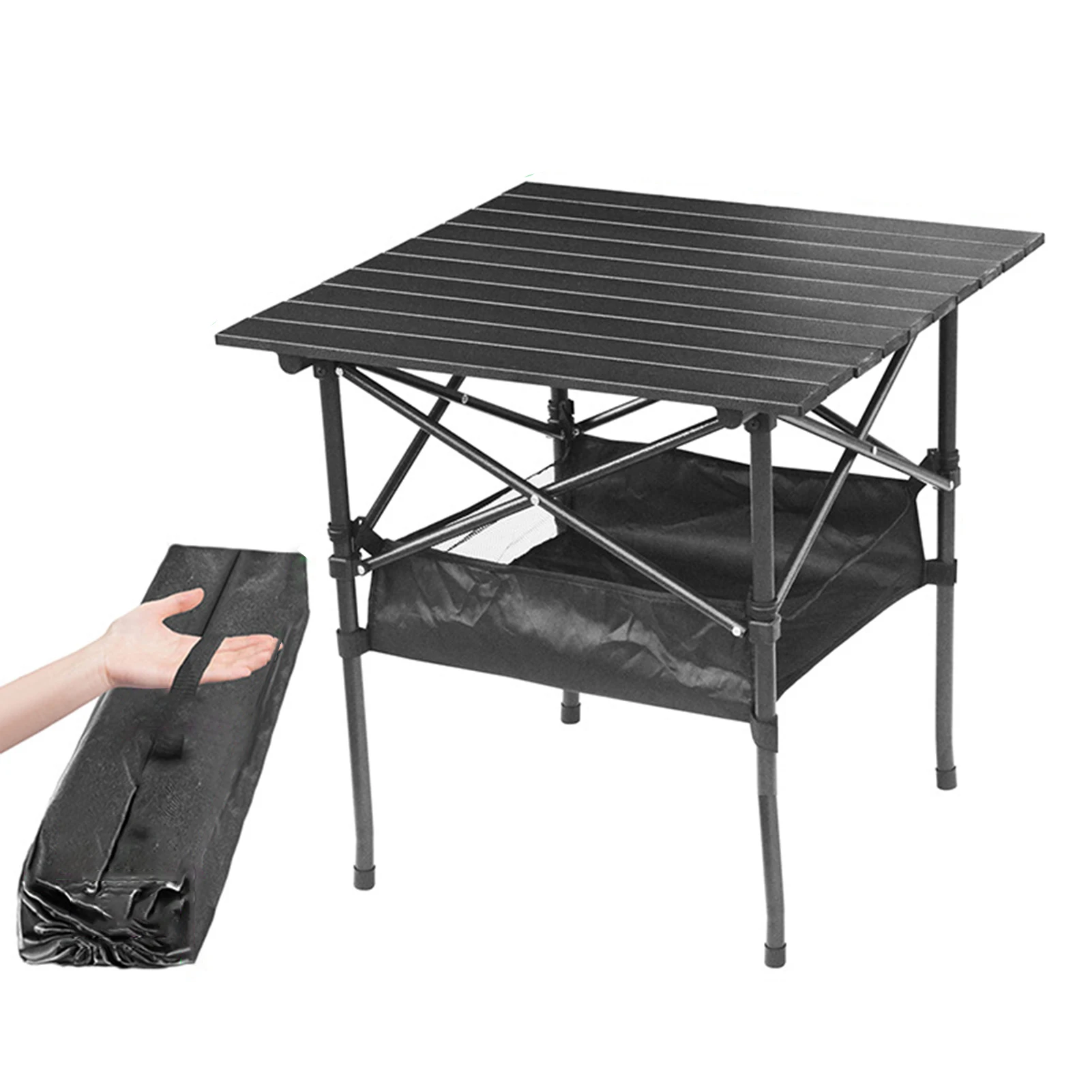 

Portable Aluminum Alloy Folding Table Outdoor Camping Picnic Barbecue Stall Table for Night Market Exhibition JS22