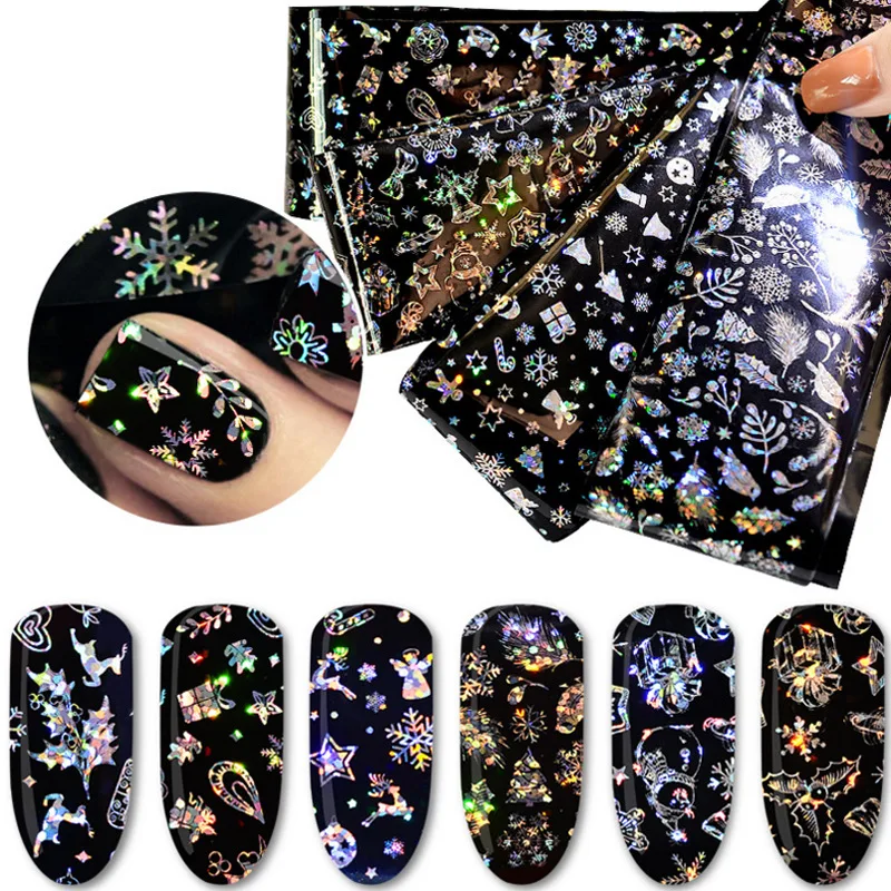

4pcs Nail Sticker Holographic Starry Sky foil for nail Manicure Laser Pattern 3D Nail Art Transfer Sticker Dropshipping