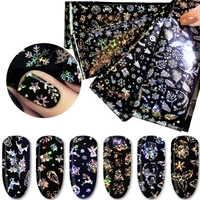 4pcs nail sticker holographic starry sky foil for nail manicure laser pattern 3d nail art transfer sticker dropshipping