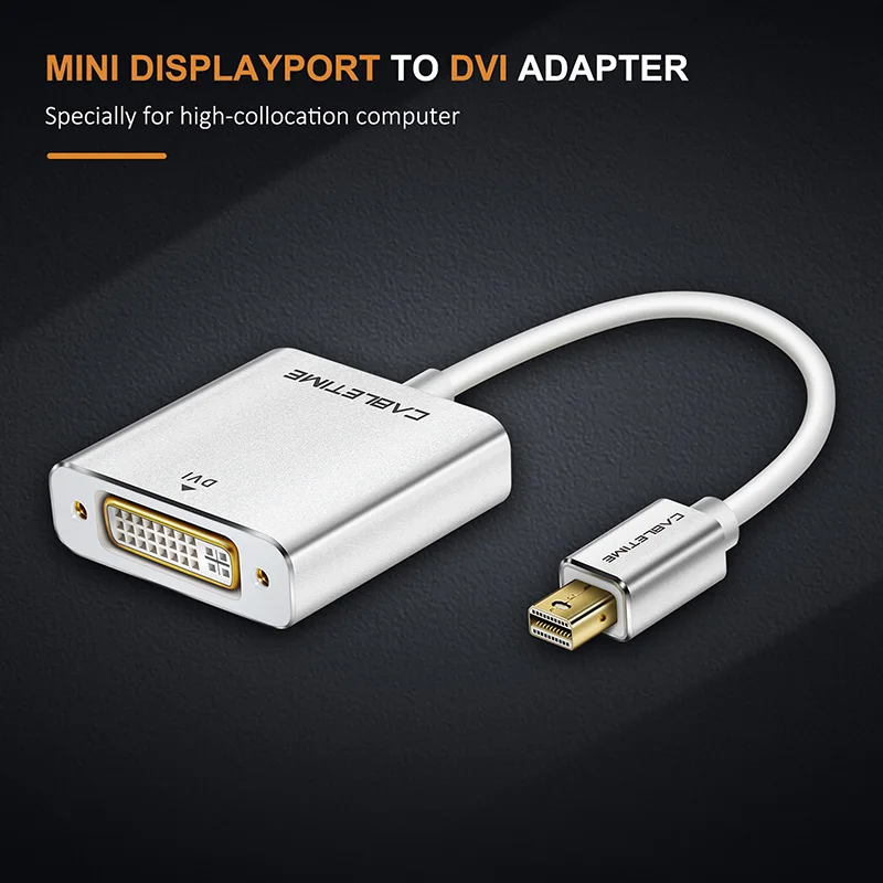 Переходник CABLETIME Mini Displayport на DVI позолоченный переходник DP M/F для MacBook Air Laptop Surface Pro