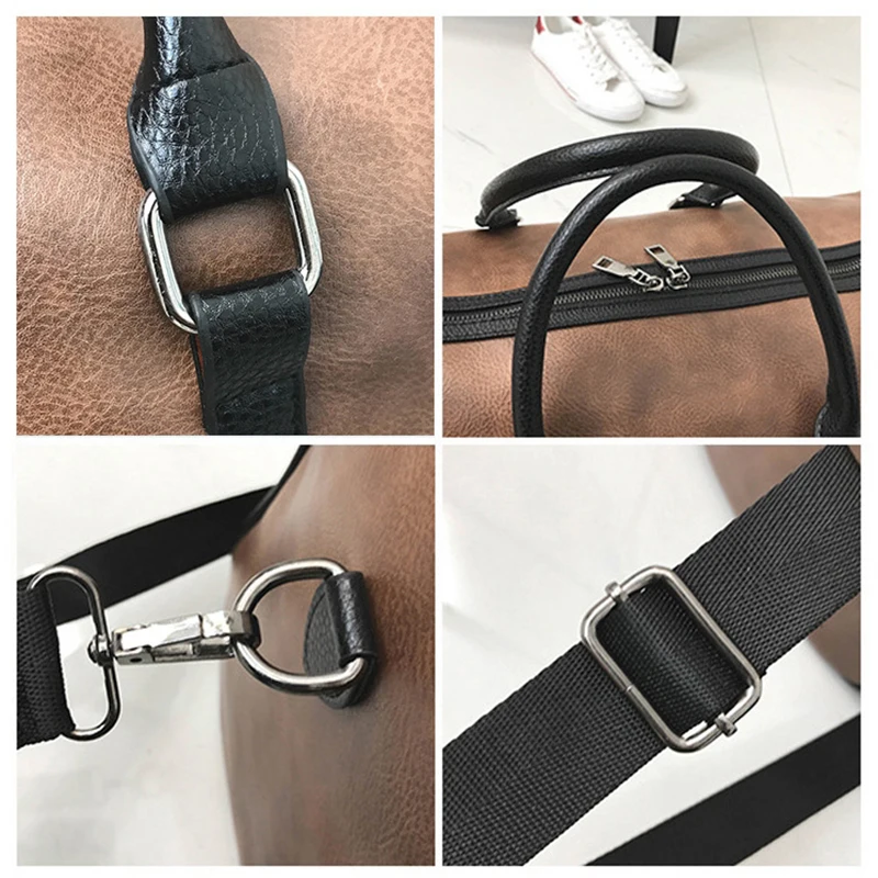 Унисекс дорожная сумка из искусственной кожи Большая вместительная для выходных