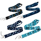 Шнурки JF1078 на шею с изображением Кита для ключей, удостоверения личности, прохождения карты, держатель для мобильного телефона в спортзале, шнурки с USB-разъемом сделай сам, шнурки с петлей