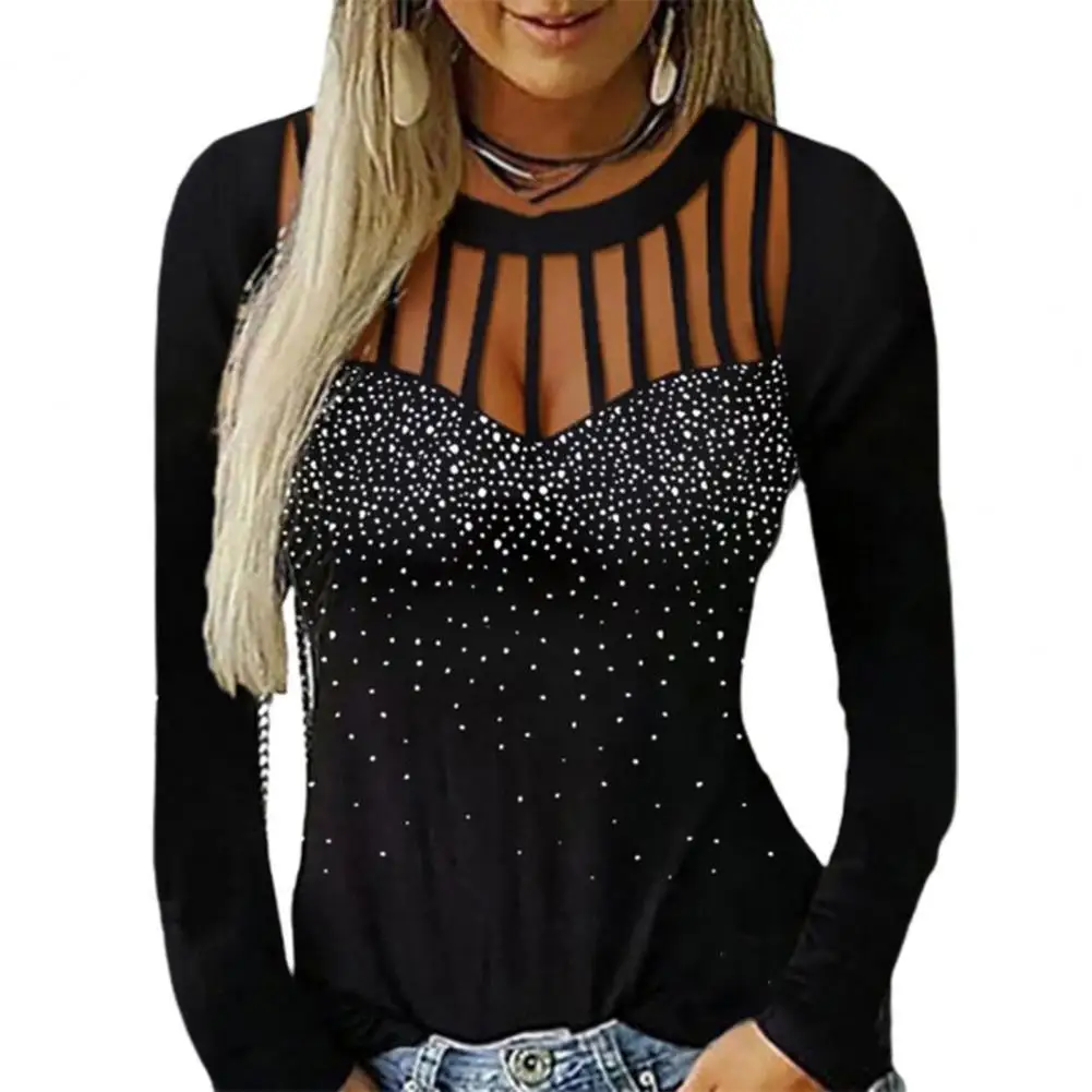 

80%HOT Women Blouse Fashion Smooth Solid Color Women Hollow Blouse for Leisure