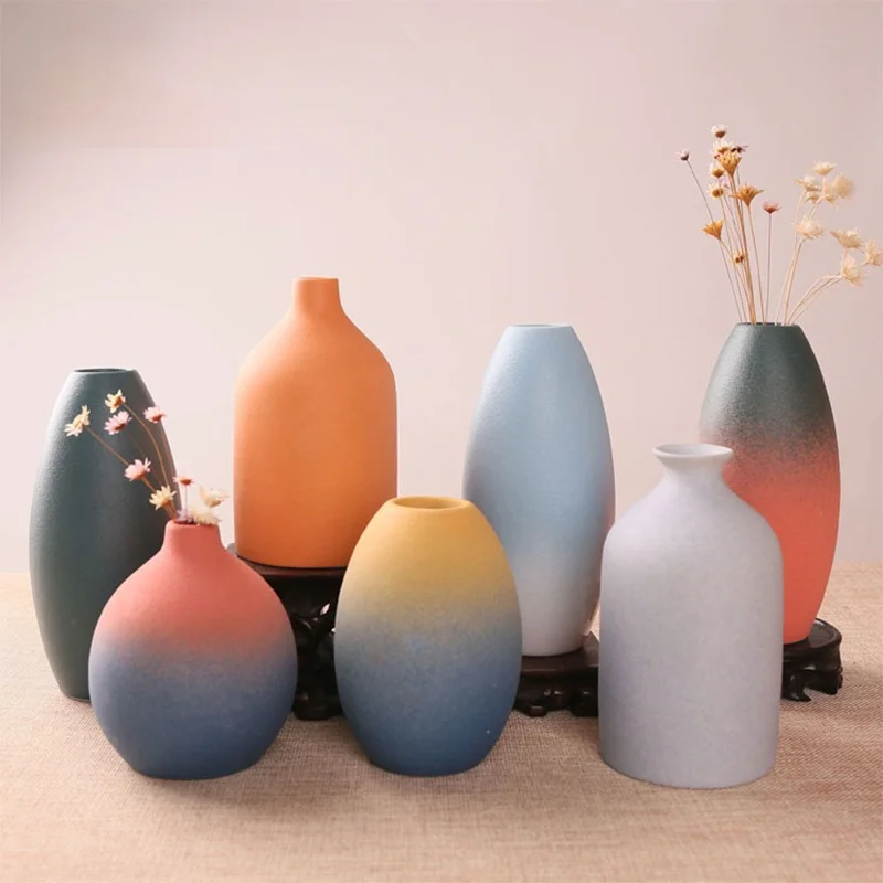 

Chinese Matte Gradient Ceramic Vase Flower Vase Home Decoration Traditional Skill Hydroponic Home Decor Gradient Wedding Gift
