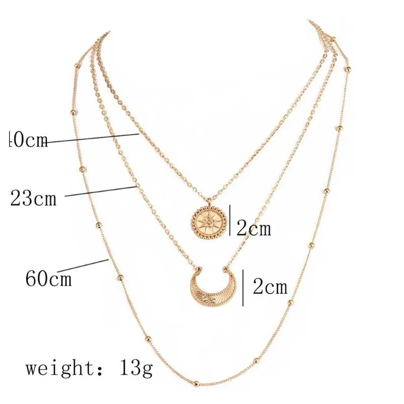 Модное многослойное женское ожерелье ALYXUY с подвеской в виде Солнца и Луны