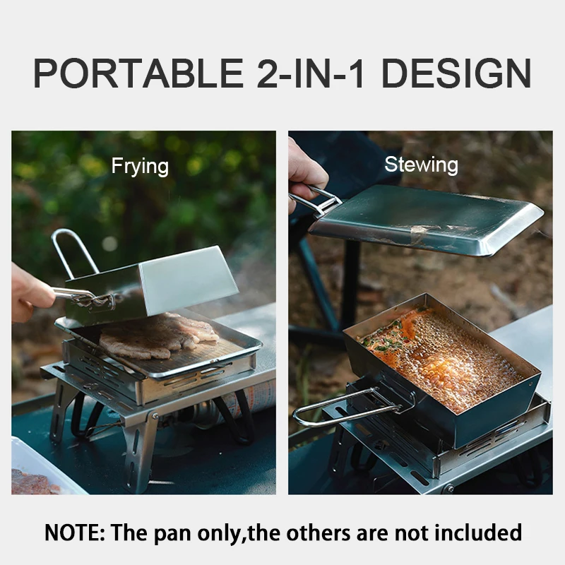 Складная сковорода для пикника 2 в 1 из нержавеющей стали | Спорт и развлечения