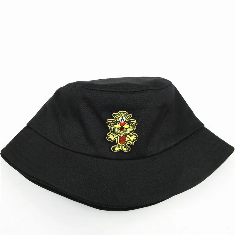 Хлопковая шляпа ведро с вышивкой льва из мультфильма рыбак уличная