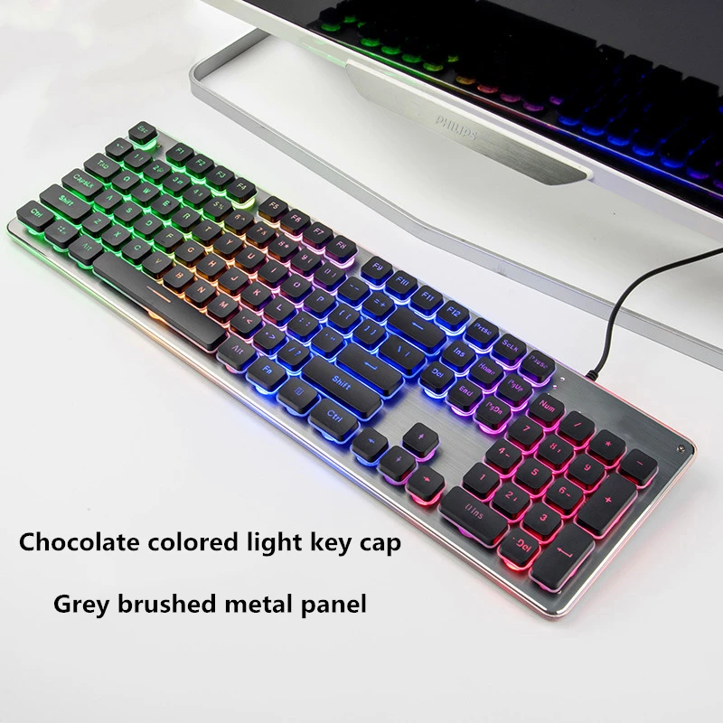 pqpyc ultra thin manipulator keyboard with wired lighting rgb backlight gaming keyboard standard 104 chocolate buttons free global shipping