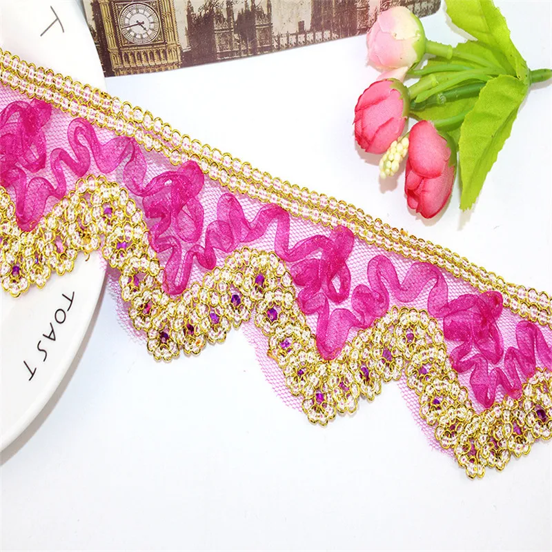 Оптовая продажа 10 ярдов Золотая кружевная лента европейские аксессуары для