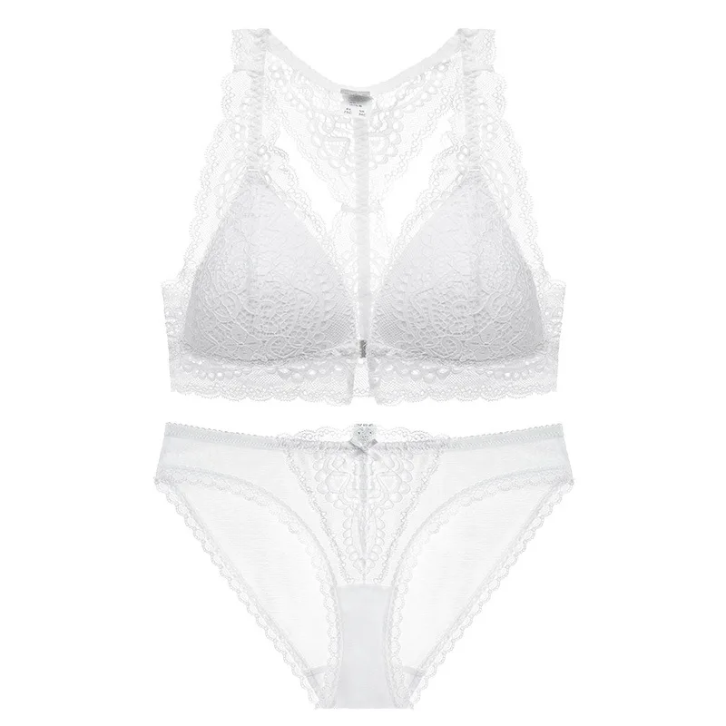 Комплект с бюстгальтером застежкой спереди женское сексуальное кружевное белье