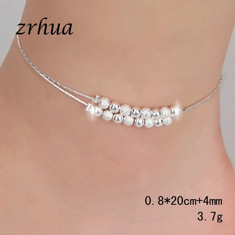 Bohemia 925 серебро anklets Для женщин Многослойные Бусины ножной браслет с подвеской сексуальная Бижутерия для ног лучший подарок Рождество украшения Bijoux