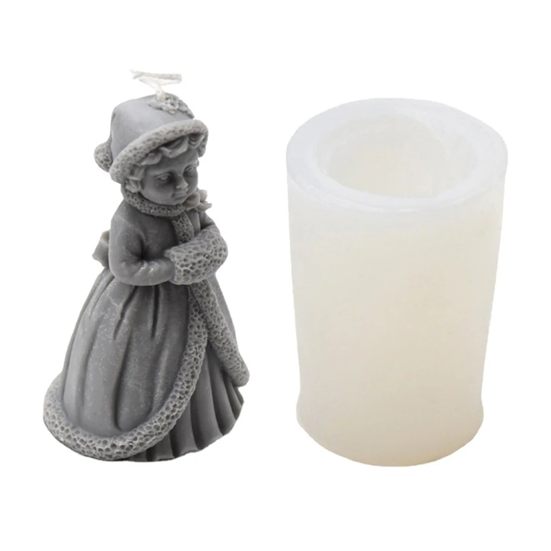 

M89E 3D Рождественская силиконовая форма для девочек, форма для изготовления эпоксидной смолы, мыла, свечи, ювелирных изделий