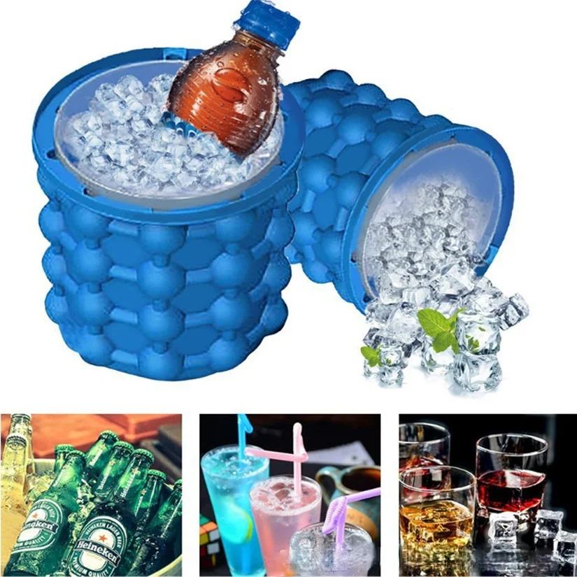 

Silica gel ice bucket ice maker rapid cold preservation ice bucket frozen beverage plastic round wine rapid freezing beer bucket