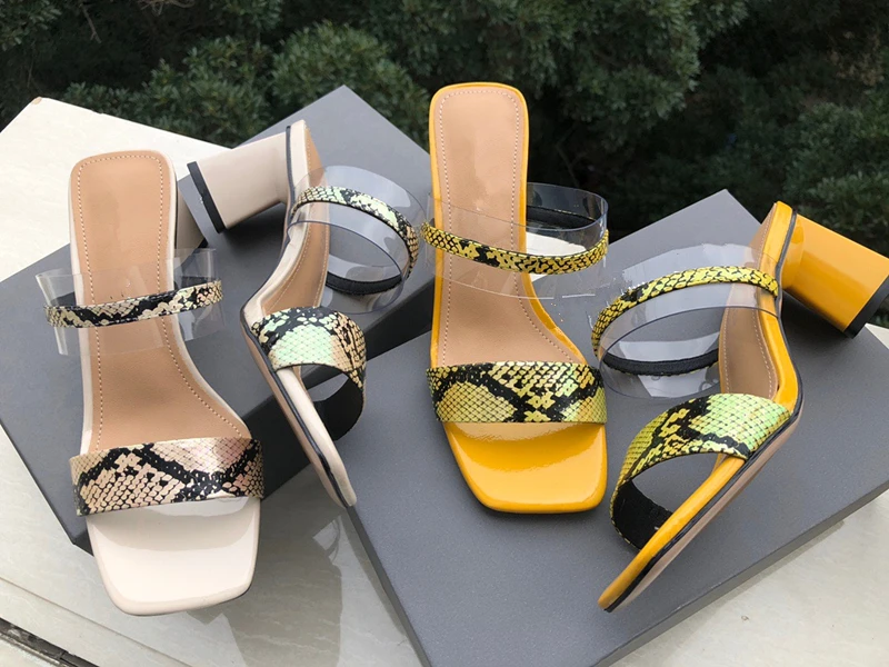 

Jenny&Dave summer shoes women england style ins blogger vintage sheepskin Square heel serpentine mules slippers women woman