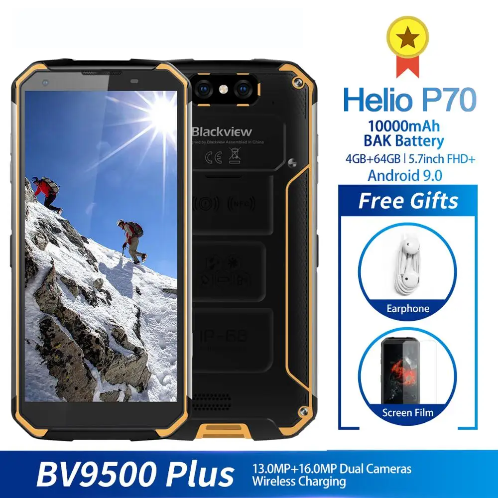 Смартфон Blackview BV9500 Plus 10000 мАч IP68 водонепроницаемый FHD экран 5 7 дюйма 18:9 Helio P70 4 ГБ+64