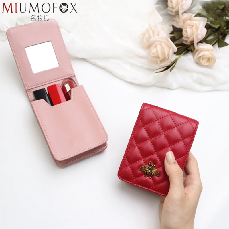 

Чехол для губной помады, женский косметический чехол, женская сумка для губной помады, кожаный женский клатч для макияжа с зеркалом, 3 шт. дор...