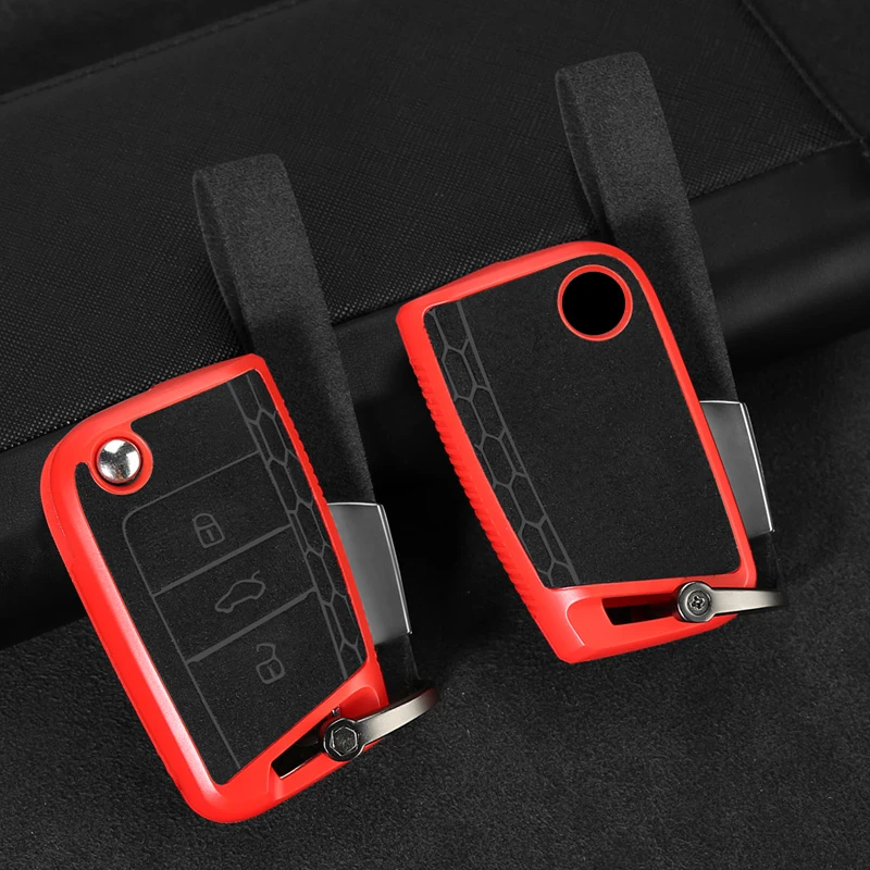 

Plastic+Leather Car Key Case Cover For Volkswagen VW Golf 7 MK7 Tiguan mk2 for Skoda Octavia 3 A7 Kodiaq Seat Leon 5F MK3 Ateca