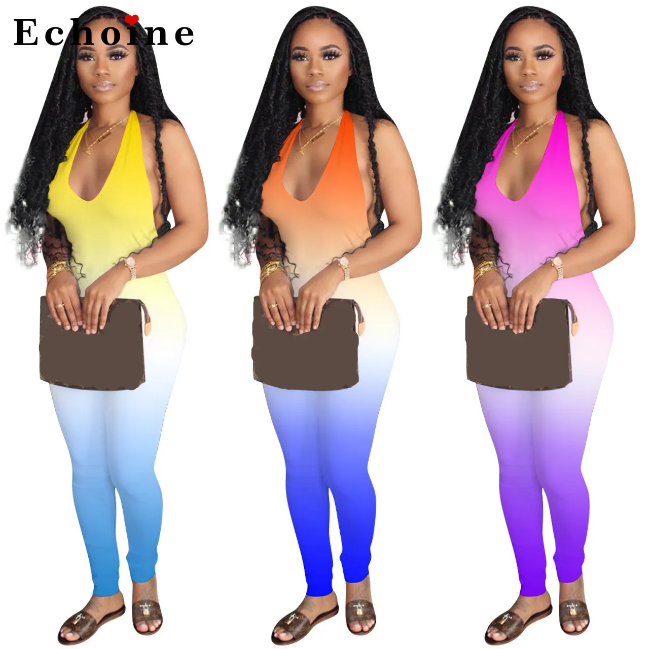 Комбинезон женский с открытой спиной Спортивный Повседневный облегающий ромпер