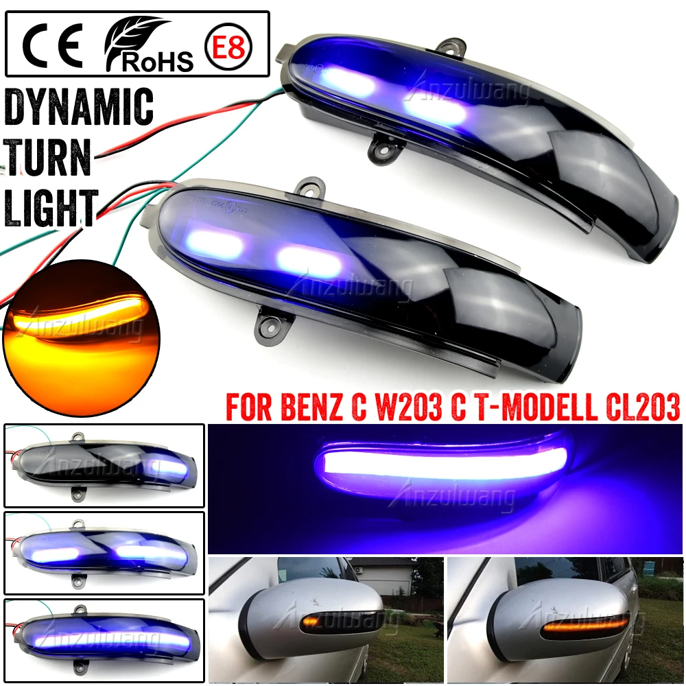 

Side Mirror Flashing Water Indicator Dynamic Blinker Turn Signal LED Light For Mercedes Benz C Class W203 S203 CL203 2001-2007