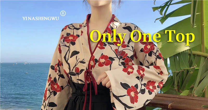as picture-20.25 Yukata, женская блузка с поясом, новая мода, кимоно, блузка, японский веер, принт, женская рубашка, летняя, солнцезащитная, топы, Япония, кимоно, для женщин - Цвет: as picture-20.25