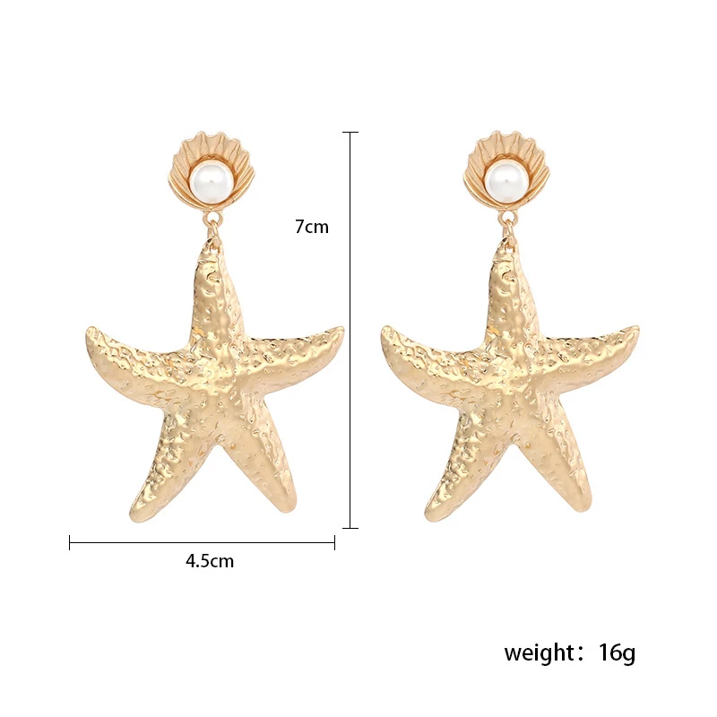 Женские серьги в морском стиле с подвеской виде морской звезды из Золотого