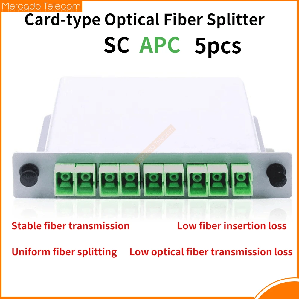5Pcs/Pack SC APC PLC 1X8 Splitter Fiber Optical Box FTTH PLC Splitter Box with 1X8 Planar Waveguide Type Optical Splitter