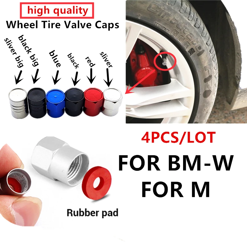 

4pcs aluminum Car Tire Wheel Valve Stem Caps for bmw F10 F20 F25 F30 F31 E36 E39 E87 E60 E46 E90 X1 X3 X5 E53 M