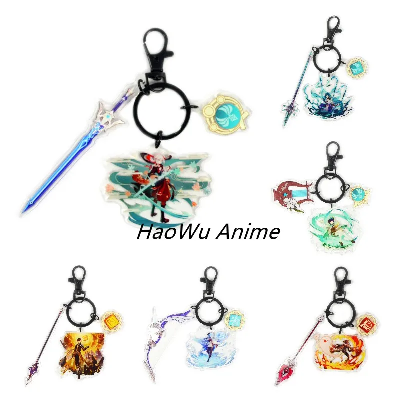 

Genshin Impact Anime Figure Venti Ganyu Xiao Acrylic Keychain New Element Weapon Deluxe Keyrings Bag Pendant Collection Key Ring