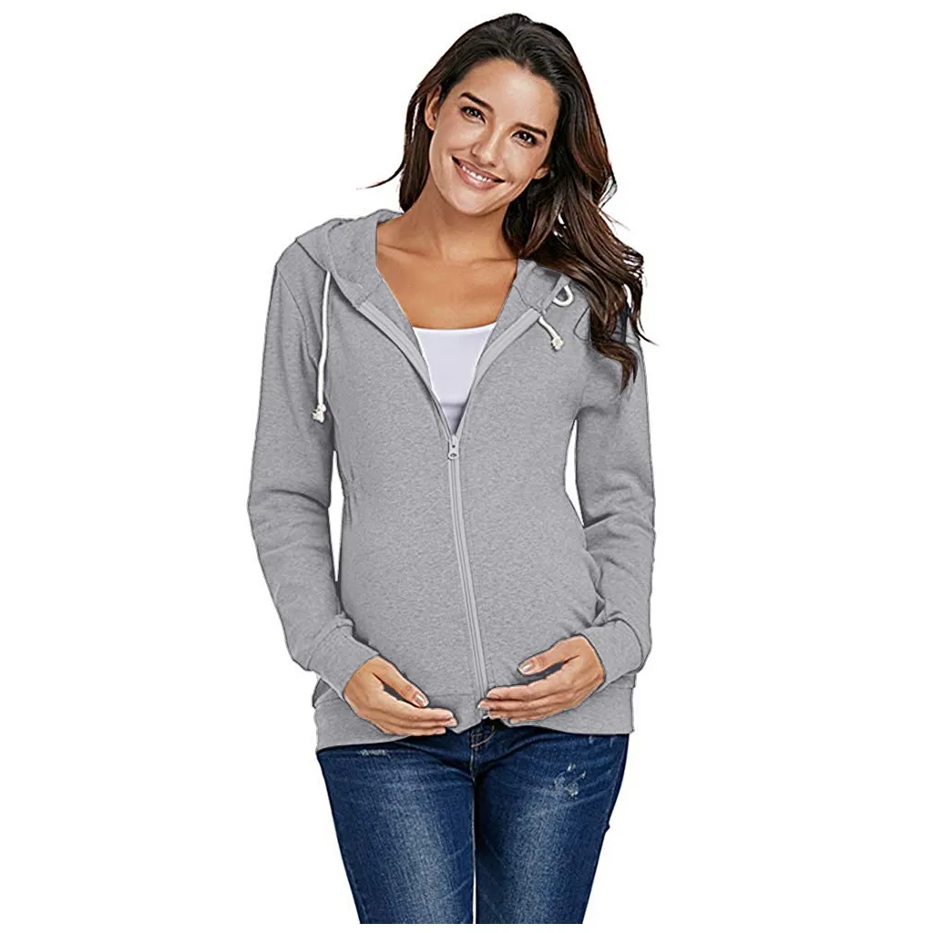 Блузки и топы для беременных размера плюс блузки на молнии толстовки с капюшоном