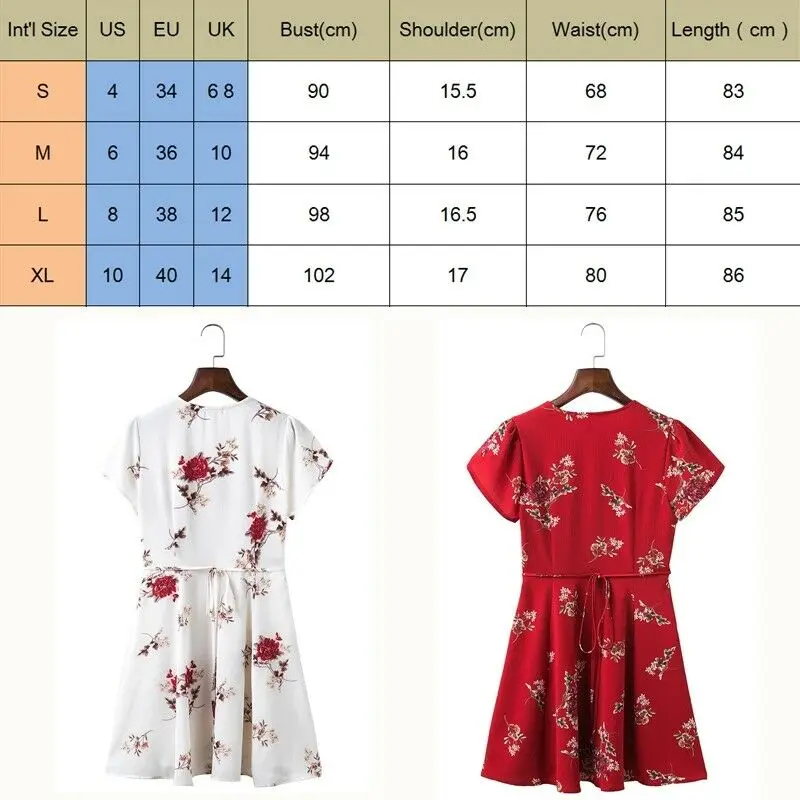 

2020 HOT SALE print sexy summer short sleevle Women's Boho Floral Chiffon Summer Party Evening Beach Short Mini Dress Sundress