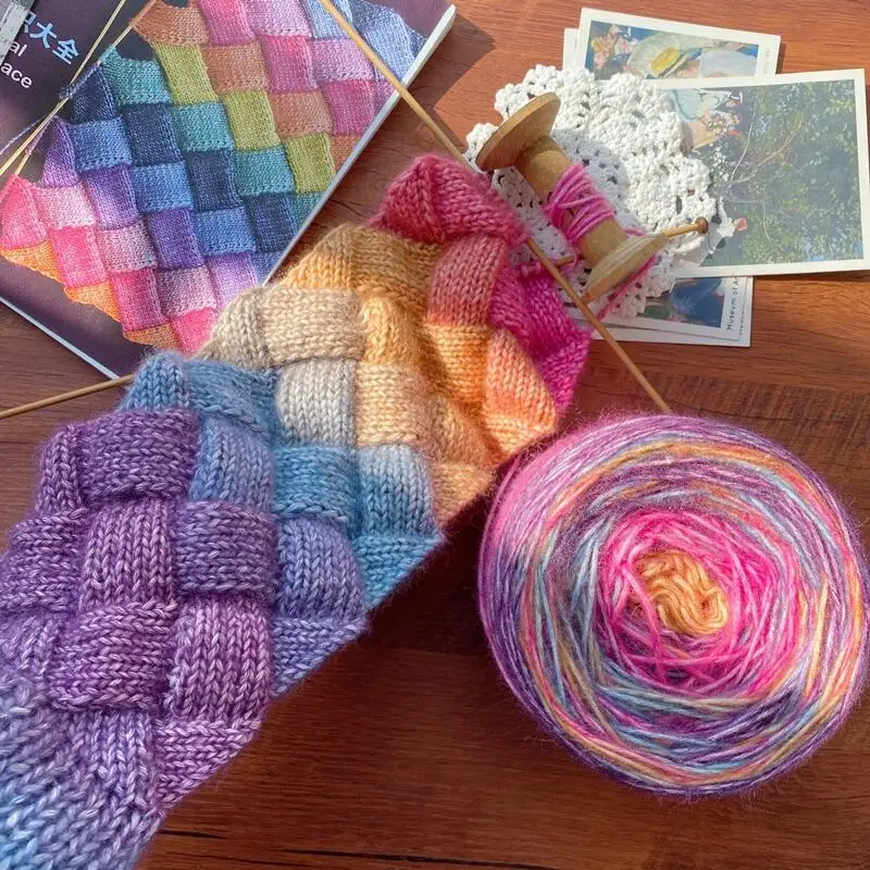 100 г/680 м/шар градиентная влюбленная мохеровая шерстяная пряжа из Анголы плюшевая