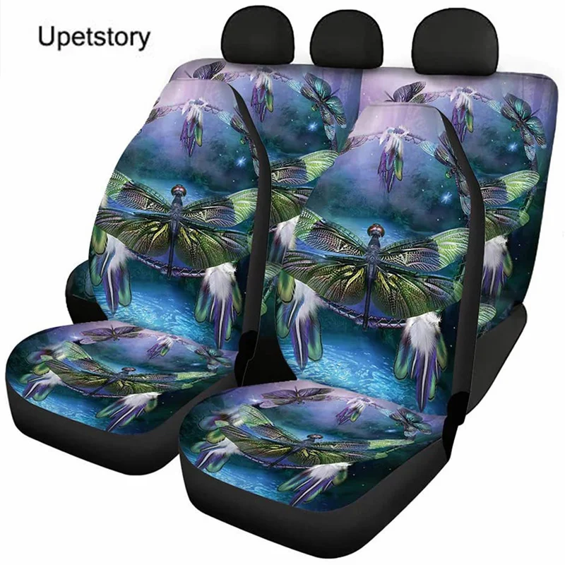 

Upetstor Car Front and Rear Seat Cover with Dragonfly Print Comfortable Car Seat Protector 4pcs Automobile Seat Cushion Vans