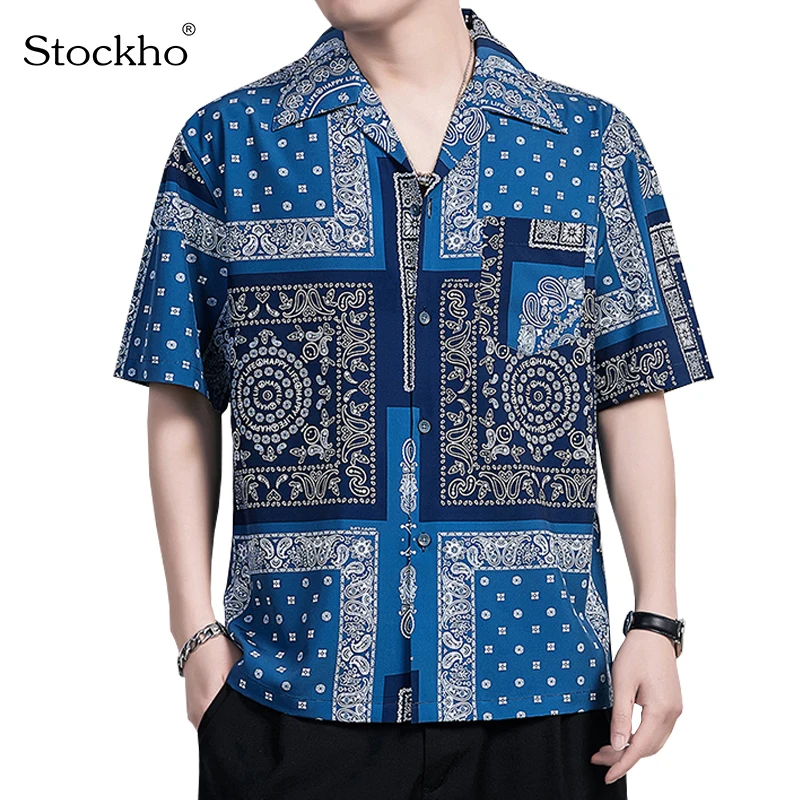 

Men's Shirt 2021 Summer New Men's T-Shirt Fashion Printing Jacket Lapel Short-Sleeved Casual All-Match Single-Breasted Top