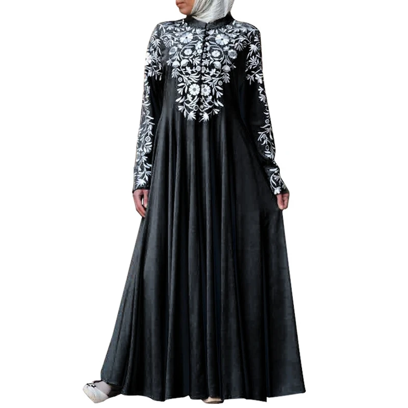 Мусульманское платье Donsignet, мусульманское модное однотонное кружевное платье с аппликацией, абайя, Дубай, Элегантное Длинное платье, абайя, ...