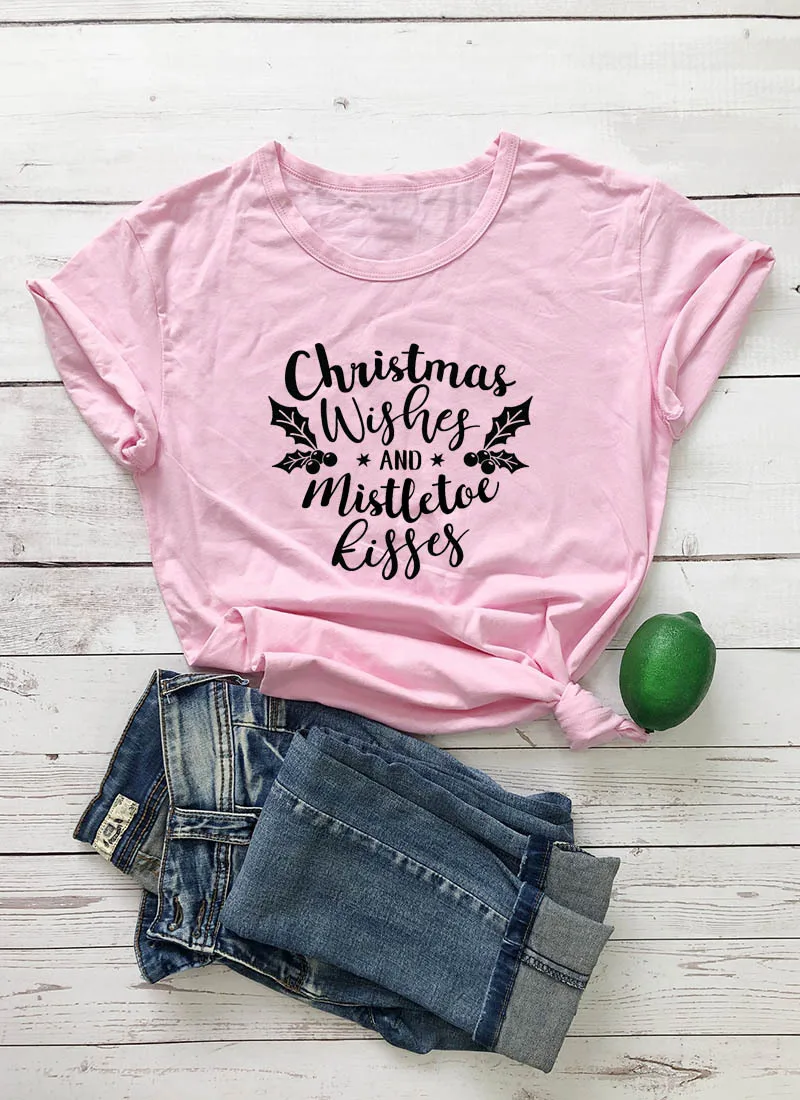 

Christmas Wishes Tshirt Women Plus Size Aesthetic Tops Streetwear Graphic Tees Woman Thanksgiving 2019 Graphic Shirts 90s