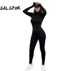 SALSPOR цельные комплекты для йоги, Женский однотонный Дышащий комбинезон с эффектом пуш-ап для фитнеса, обтягивающий тренировочный костюм для бега