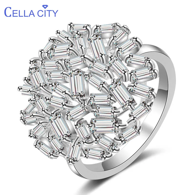 Cellacity модное серебряное 925 ювелирное изделие прямоугольное кольцо с камнями для