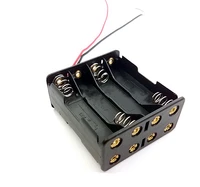 8 x 1 5v aaa back to back diy clip battery holder storage box 4 slot with wire leads 12v aaa black plastic batteries case