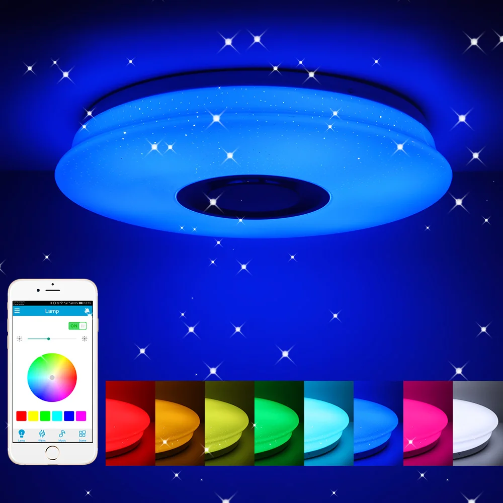 Музыка светодиодный Потолочные светильники RGB приложение и потолочный с дистанционным управлением лампы Спальня 36/60W Гостиная Рождественский декоративный Домашний Светильник
