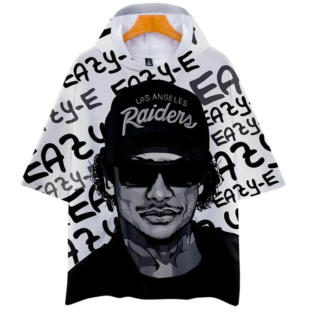 Gangsta Rap Eazy E 3D Print Oversized T Shirt Women Men Summer Short Sleeve Hooded T-shirt Streetwear Hip Hop Tee Shirt Homme