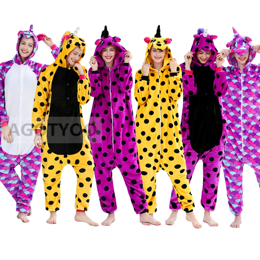 Новейшая зимняя Пижама с единорогом Kigurumi Ститч Пижама с животными ползунки «панда» для женщин и мужчин унисекс для взрослых фланелевые комплекты домашней одежды
