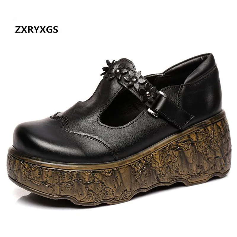 

Женские туфли на платформе, классические туфли из натуральной кожи, на высоком каблуке, Нескользящие, в стиле ретро, 2022