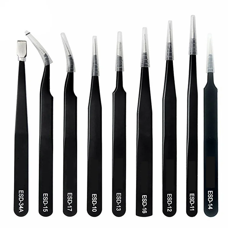 Набор холщовых сумок 9IN1Precision из нержавеющей стали промышленные пинцеты для обслуживания электронных компонентов и антистатические пинцеты
